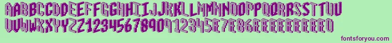 Blox2-Schriftart – Violette Schriften auf grünem Hintergrund