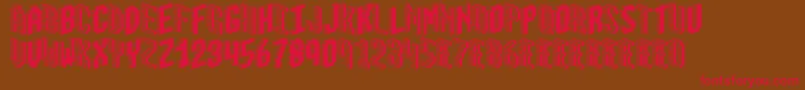 Blox2-Schriftart – Rote Schriften auf braunem Hintergrund