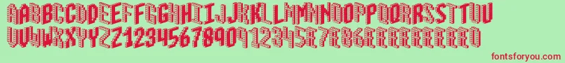 Blox2 Font – Red Fonts on Green Background