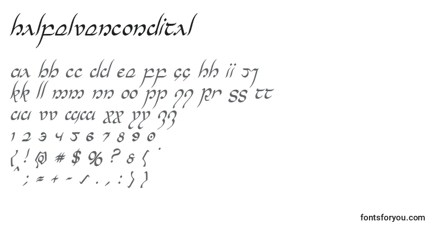 Schriftart Halfelvencondital – Alphabet, Zahlen, spezielle Symbole