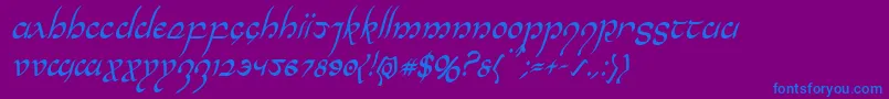 Halfelvencondital Font – Blue Fonts on Purple Background