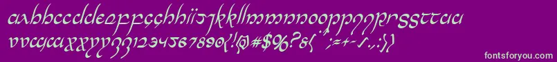 Halfelvencondital Font – Green Fonts on Purple Background