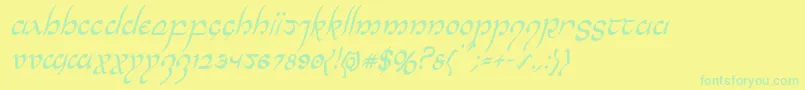 Halfelvencondital Font – Green Fonts on Yellow Background
