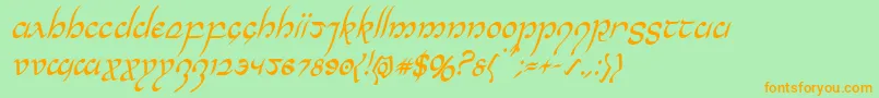 Halfelvencondital Font – Orange Fonts on Green Background