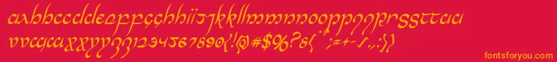 Halfelvencondital-Schriftart – Orangefarbene Schriften auf rotem Hintergrund