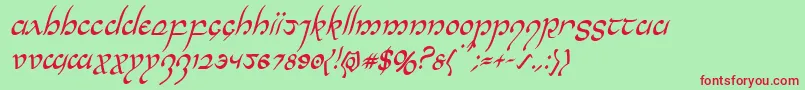 Halfelvencondital Font – Red Fonts on Green Background