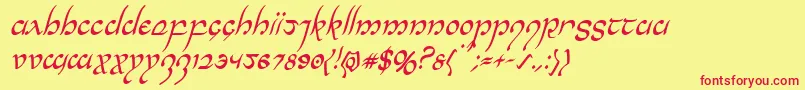 Halfelvencondital Font – Red Fonts on Yellow Background