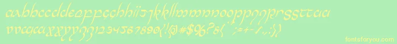 フォントHalfelvencondital – 黄色の文字が緑の背景にあります
