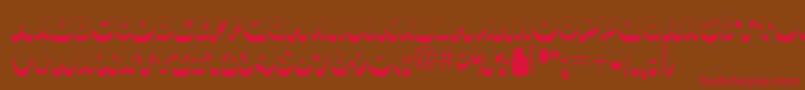 フォントOleadsshadowscapsssk – 赤い文字が茶色の背景にあります。