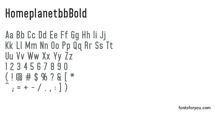 Czcionka HomeplanetbbBold (69692) – alfabet, cyfry, specjalne znaki