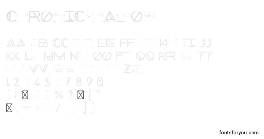 Шрифт ChronicShadow – алфавит, цифры, специальные символы