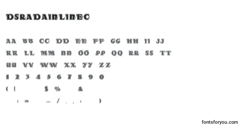 A fonte Dsradainlinec – alfabeto, números, caracteres especiais