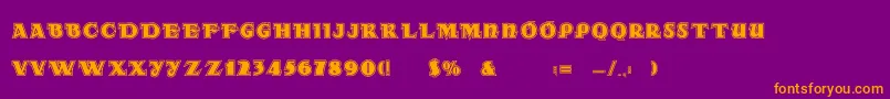 Dsradainlinec-Schriftart – Orangefarbene Schriften auf violettem Hintergrund