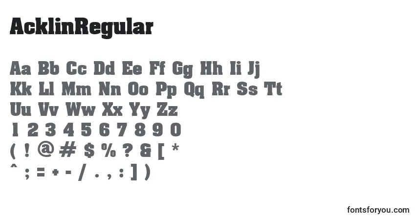 Fuente AcklinRegular - alfabeto, números, caracteres especiales