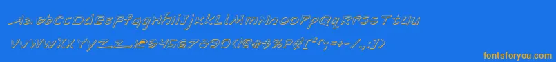 フォントArilonShadowItalic – オレンジ色の文字が青い背景にあります。