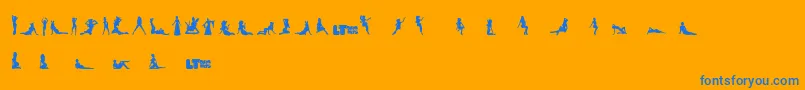 Silhouettesfromposerlt-Schriftart – Blaue Schriften auf orangefarbenem Hintergrund