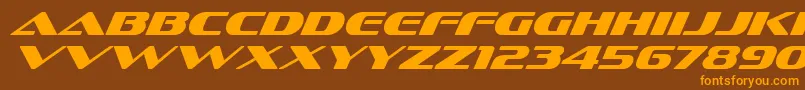 SofachromeRgIt-Schriftart – Orangefarbene Schriften auf braunem Hintergrund