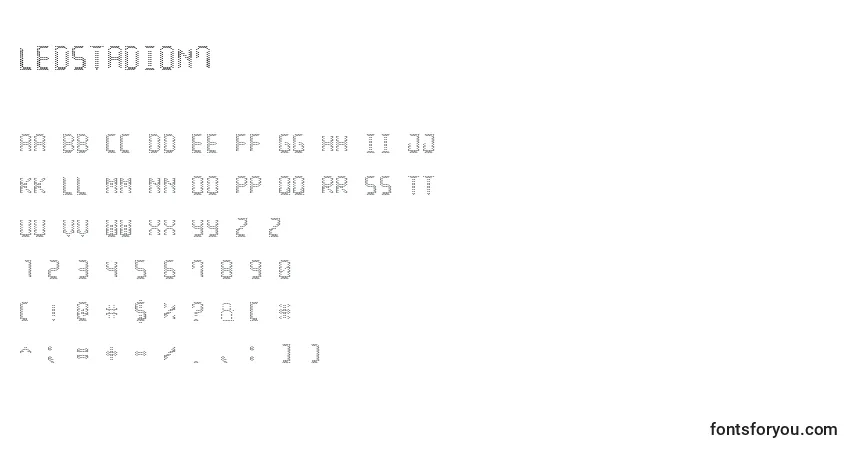 Czcionka LedStadion7 – alfabet, cyfry, specjalne znaki