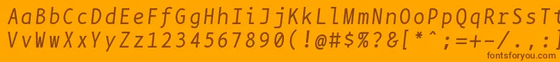 フォントBpmonoitalics – オレンジの背景に茶色のフォント