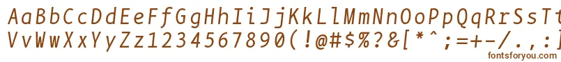 Bpmonoitalics-Schriftart – Braune Schriften auf weißem Hintergrund