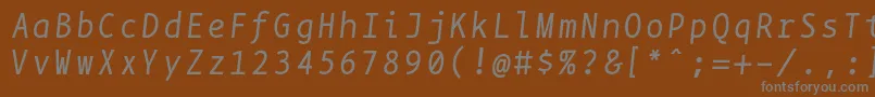 フォントBpmonoitalics – 茶色の背景に灰色の文字