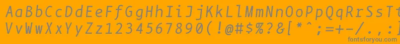 Fonte Bpmonoitalics – fontes cinzas em um fundo laranja