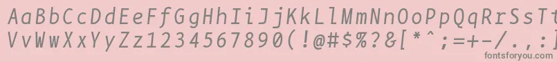 フォントBpmonoitalics – ピンクの背景に灰色の文字