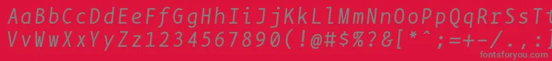 フォントBpmonoitalics – 赤い背景に灰色の文字