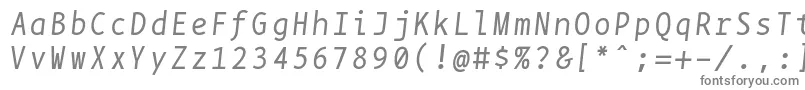 フォントBpmonoitalics – 白い背景に灰色の文字