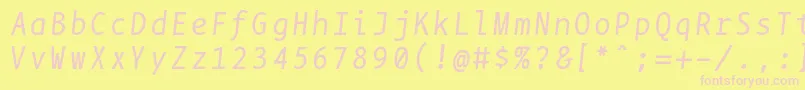 Bpmonoitalics-Schriftart – Rosa Schriften auf gelbem Hintergrund