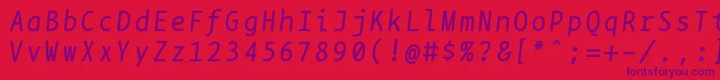 フォントBpmonoitalics – 赤い背景に紫のフォント