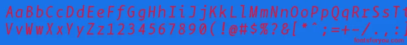Bpmonoitalics-fontti – punaiset fontit sinisellä taustalla