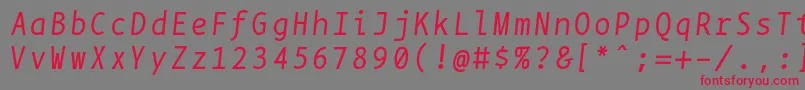 フォントBpmonoitalics – 赤い文字の灰色の背景