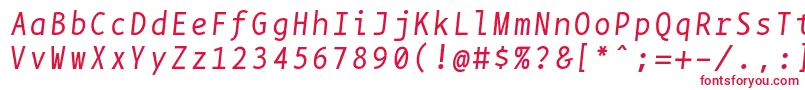 フォントBpmonoitalics – 白い背景に赤い文字