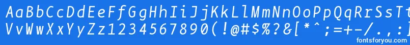 Czcionka Bpmonoitalics – białe czcionki na niebieskim tle