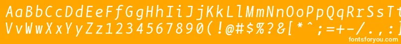 Fonte Bpmonoitalics – fontes brancas em um fundo laranja