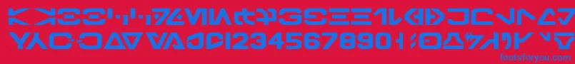 Galbasic-Schriftart – Blaue Schriften auf rotem Hintergrund