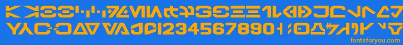 Galbasic-Schriftart – Orangefarbene Schriften auf blauem Hintergrund