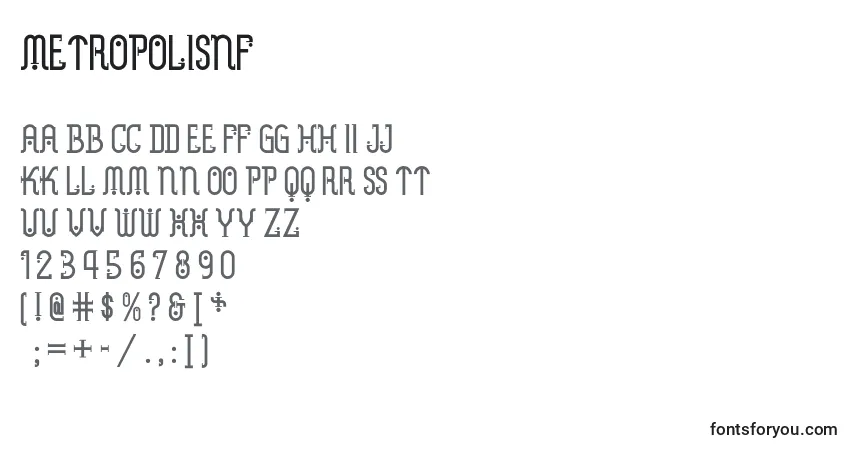 Metropolisnf-fontti – aakkoset, numerot, erikoismerkit