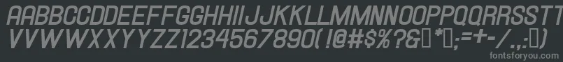 Hallandalebolditalic-fontti – harmaat kirjasimet mustalla taustalla