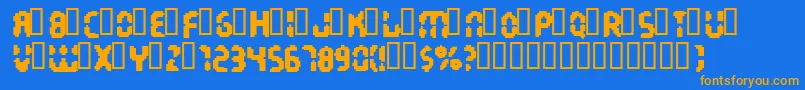 InterstellarHarddrive-Schriftart – Orangefarbene Schriften auf blauem Hintergrund
