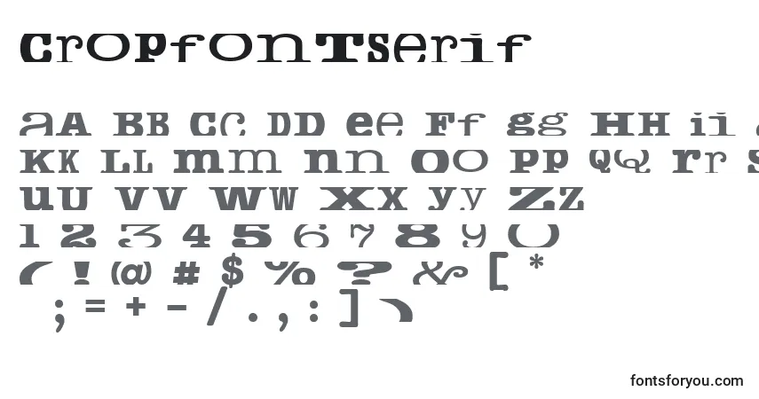 A fonte Cropfontserif – alfabeto, números, caracteres especiais