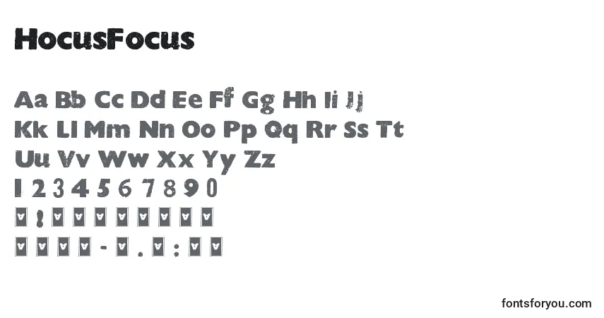 Schriftart HocusFocus – Alphabet, Zahlen, spezielle Symbole