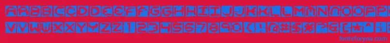 Mishmash4x4oBrk Font – Blue Fonts on Red Background