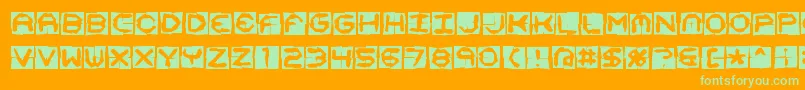 Mishmash4x4oBrk Font – Green Fonts on Orange Background