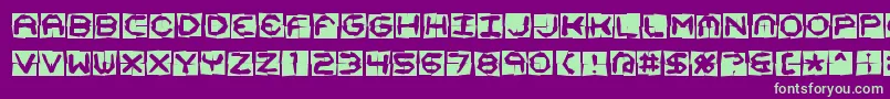 Mishmash4x4oBrk-Schriftart – Grüne Schriften auf violettem Hintergrund