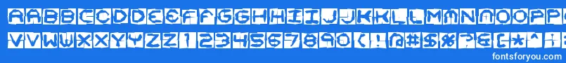 Mishmash4x4oBrk-Schriftart – Weiße Schriften auf blauem Hintergrund