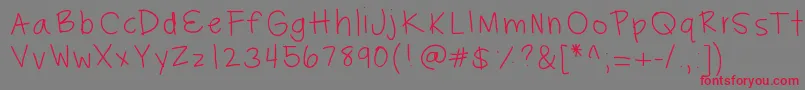 フォントHayleysfont – 赤い文字の灰色の背景
