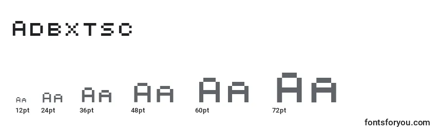 Размеры шрифта Adbxtsc