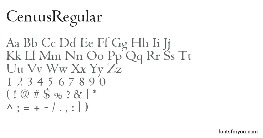 Czcionka CentusRegular – alfabet, cyfry, specjalne znaki
